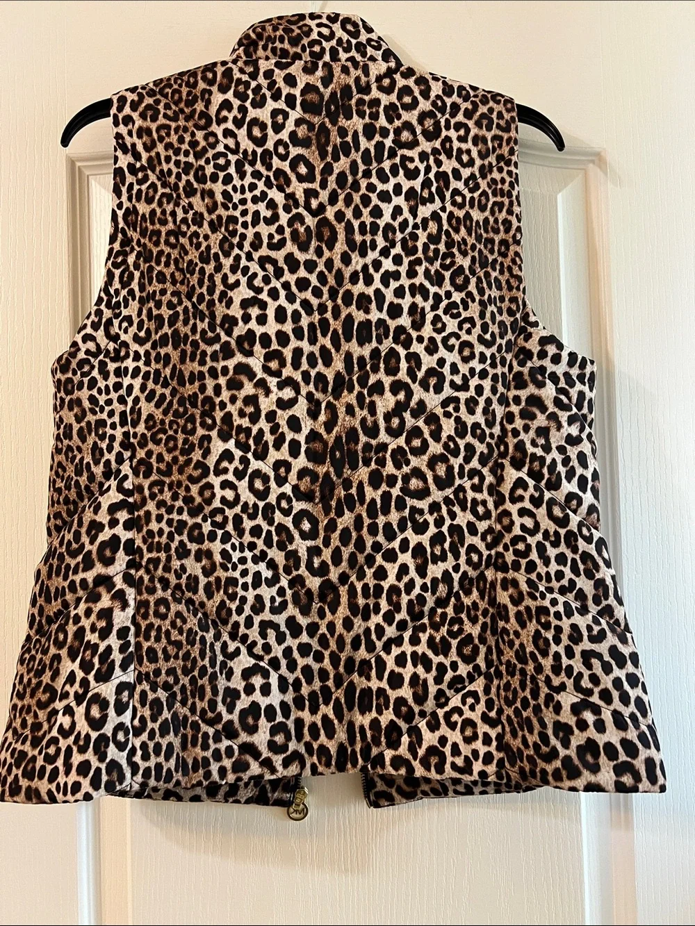 Michael Kors Leopard-Print Puffer Vest in Brown and Black